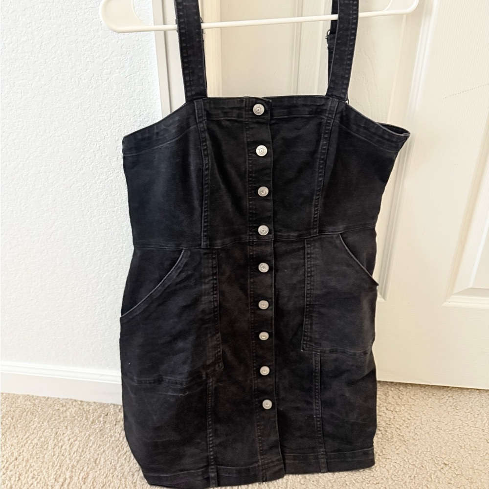 Black Jean overall Dress